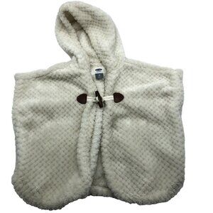 Old Navy Girls 2T Hooded Poncho Sweater Cape Soft Fuzzy Winter‎ Fleece Faux Fur